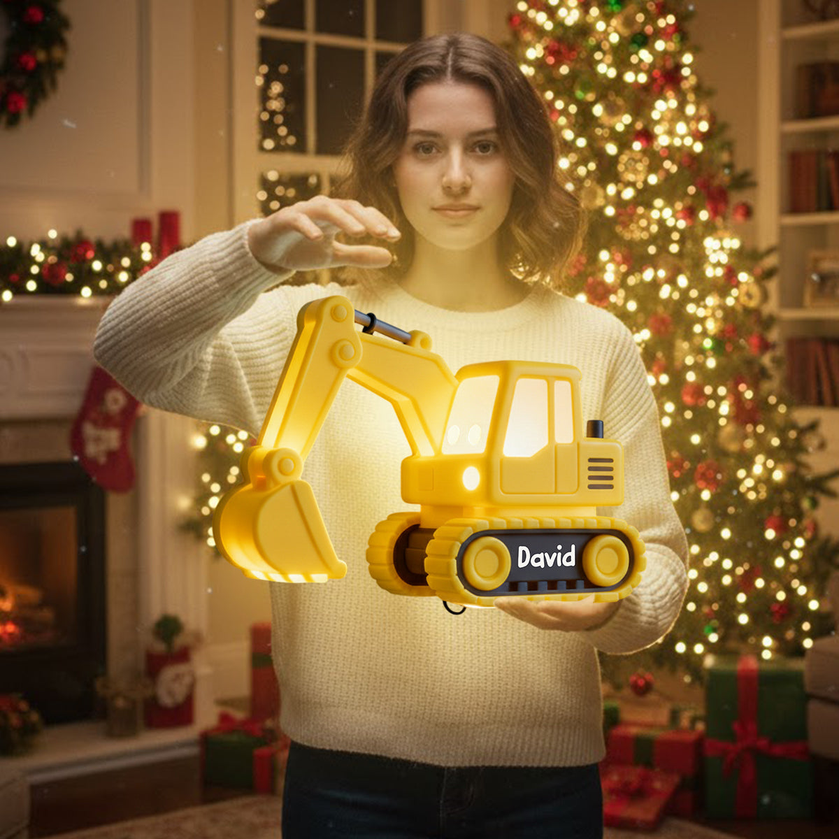 Excavator Night Light - Personalized Kid LED Light Acrylic Sign