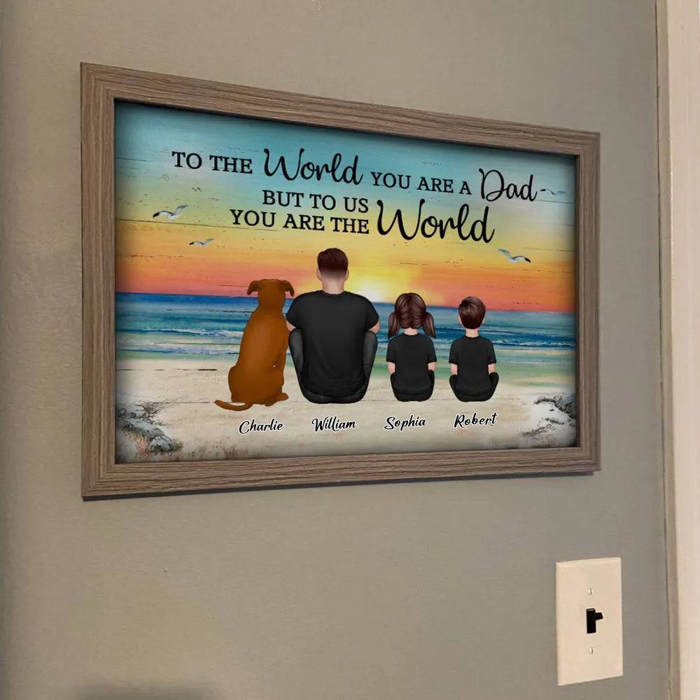Dad And Sons Daughters Retro Vintage Beach Personalized Poster, Heartfelt Father's Day Gift For Dad, For Husband