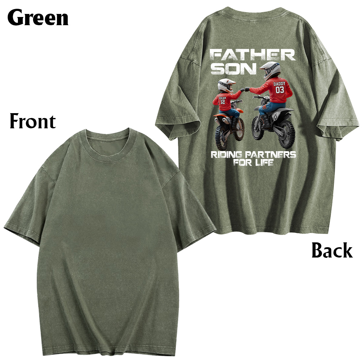 Dirt Bike Dad And Kid - Personalized Dirt Bike Wash T-shirt