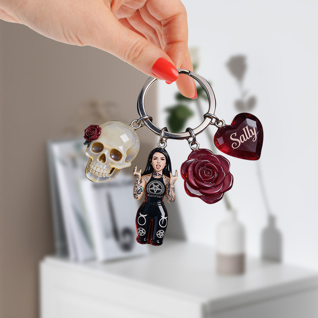 Custom Any Photo - Personalized Skull Premium Keychain With Charms