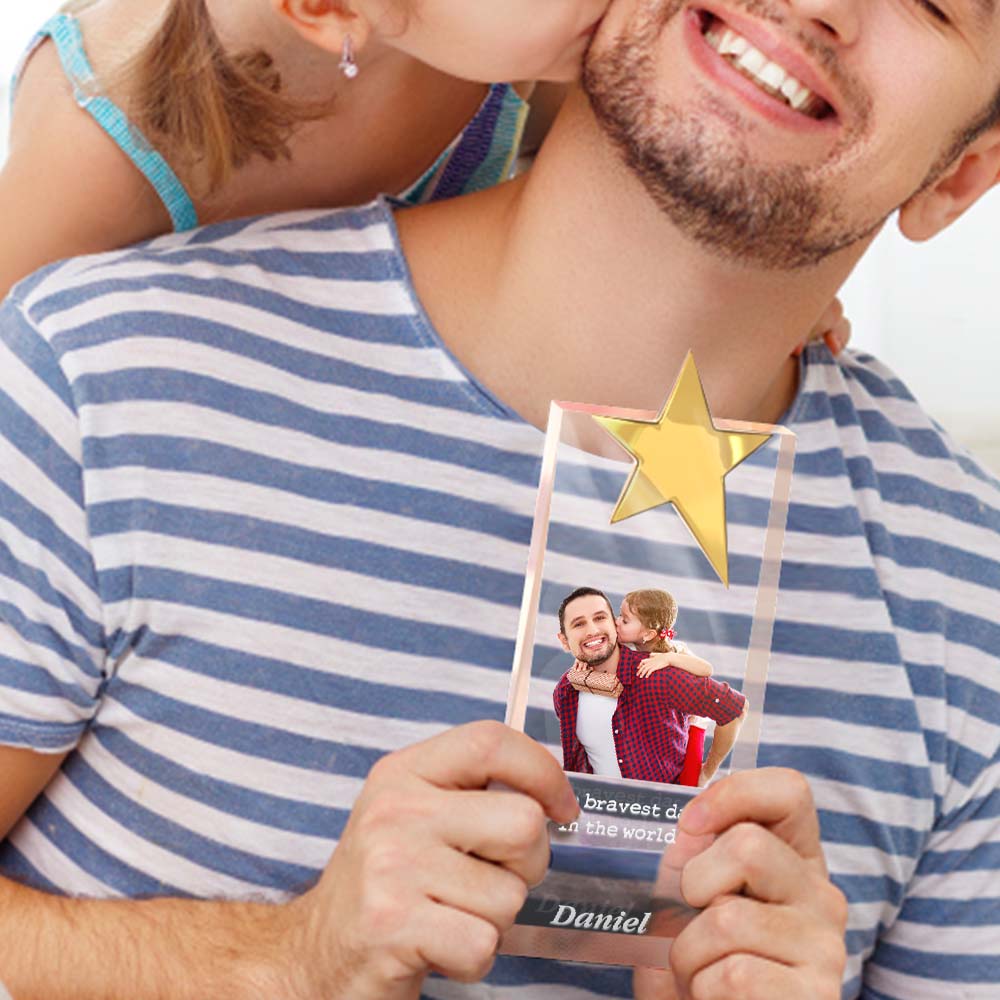 Any Dad Photos - Personalized Father Crystal Star Award Photo Frame