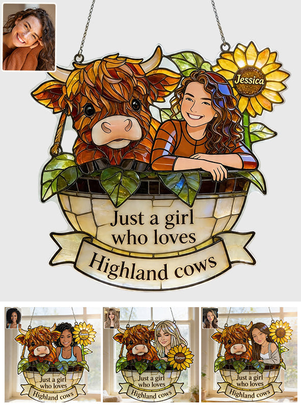 Custom Any Photo - Personalized Highland Cow Window Hanging Suncatcher Ornament