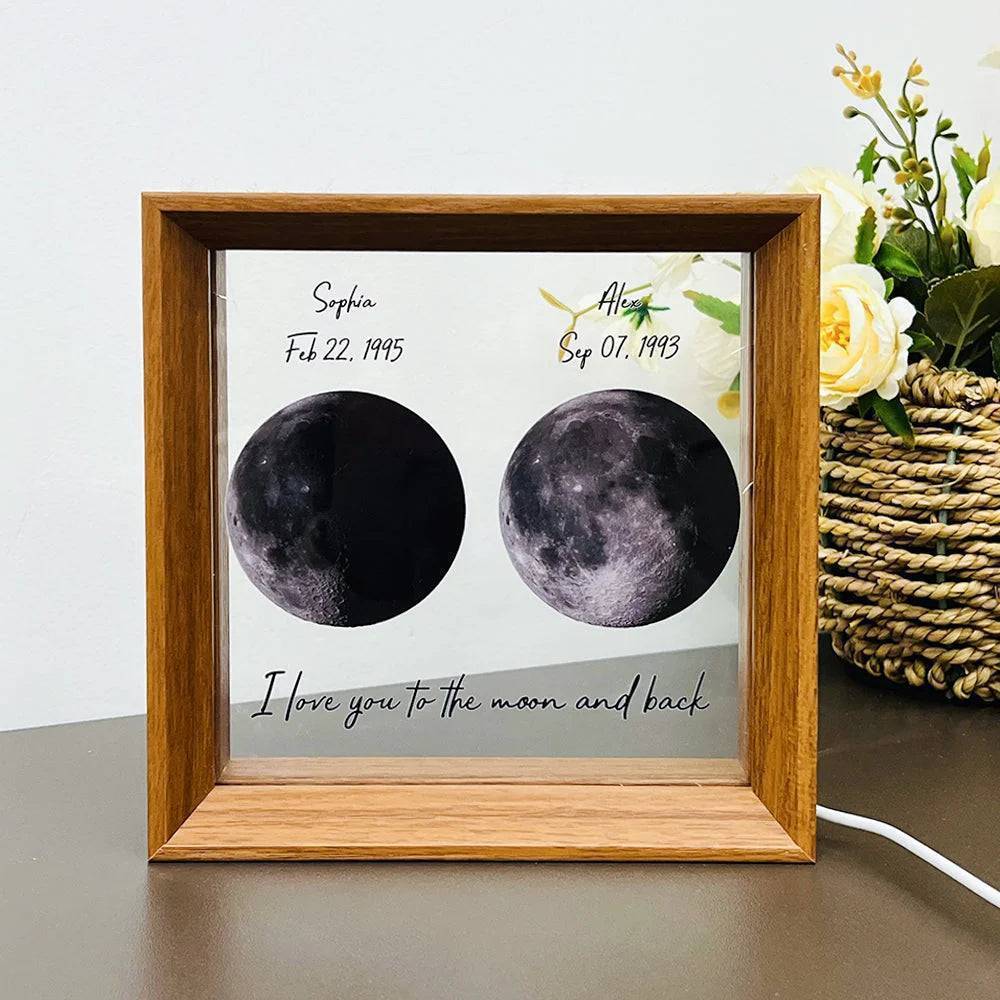 Starry Love - Customized Moon Phases LED Light Frame - A Romantic Universe-Inspired Gift for Anniversaries & Valentine's