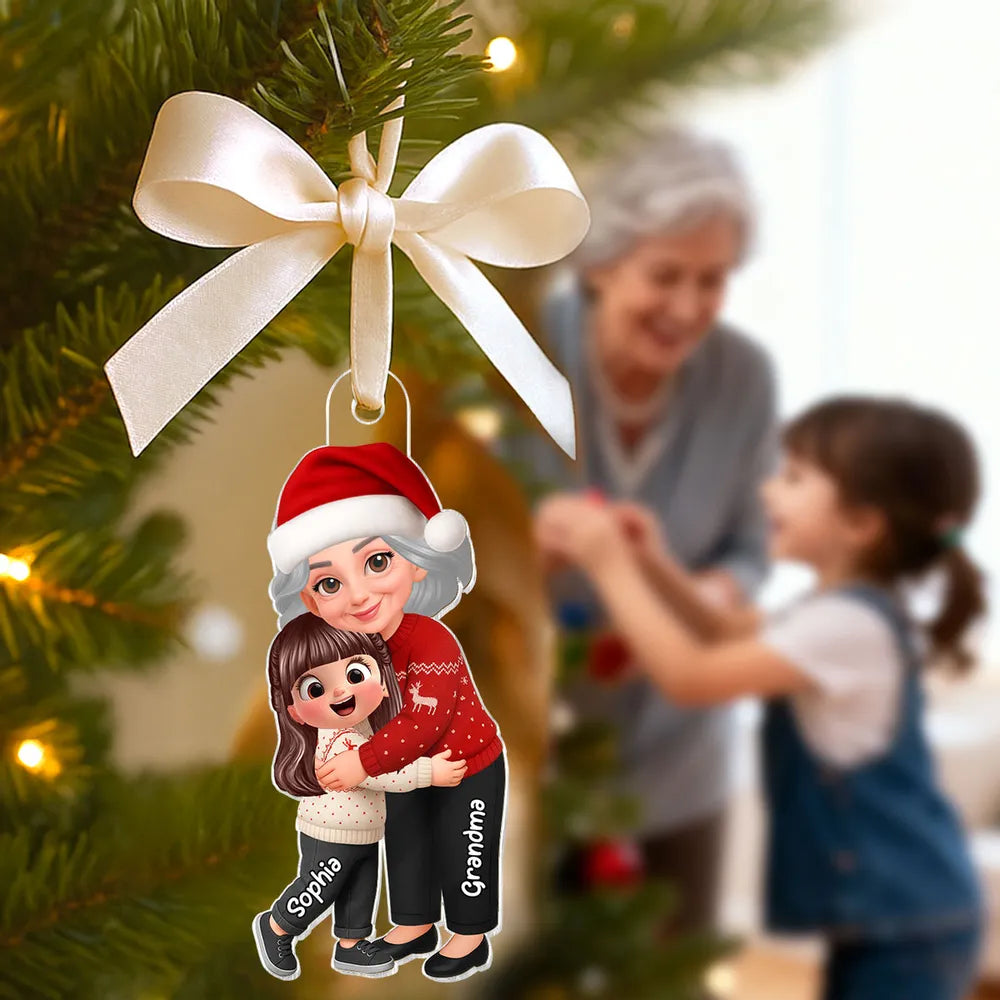 Christmas Grandma & Grandchild Acrylic Ornament – Heartwarming Family Decoration, Perfect Gift for Grandparents