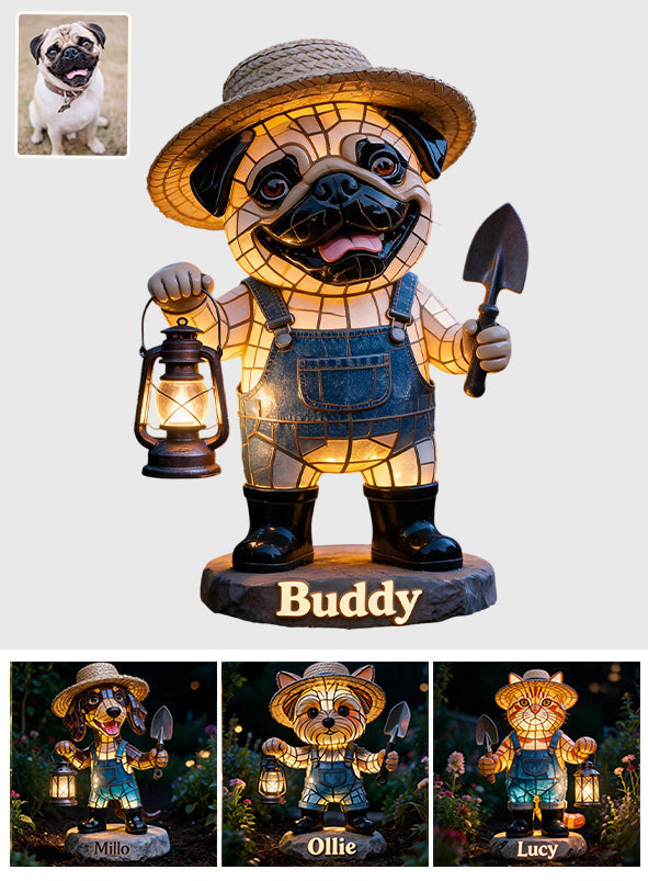 Custom Any Photo Gardening Decoration - Personalized Dog Solar Acrylic Light