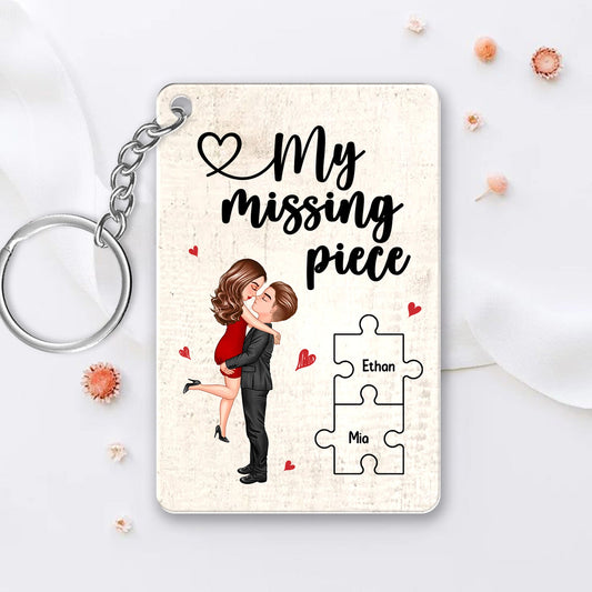 My Missing Piece - Couple Embracing Keychain, A Romantic Personalized Gift for Valentine’s Day or Anniversaries