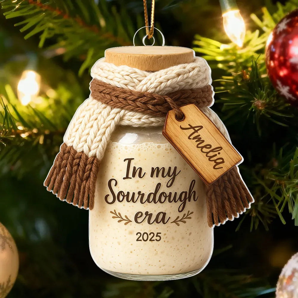 Personalized Acrylic Ornament In My Sourdough Era Cute Jar Design Christmas Tree Decor Unique Gift for Bakers