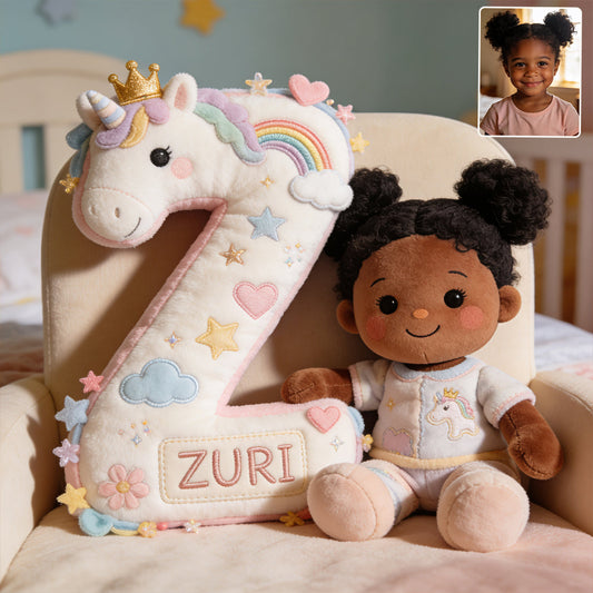 Alphabet Letter & Custom Photo And Theme - Personalized Kid Premium Faux Fur Pillow