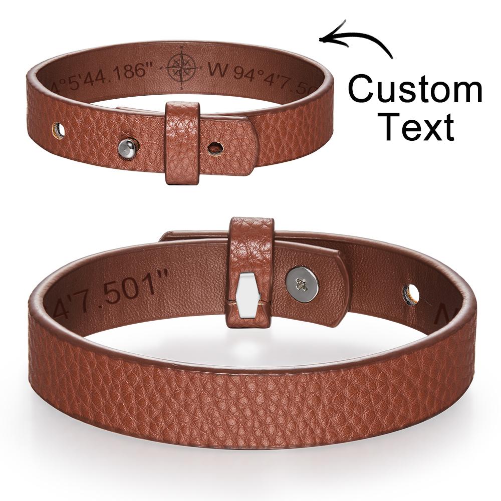 Any Destination - Personalized Genuine Leather Bracelet