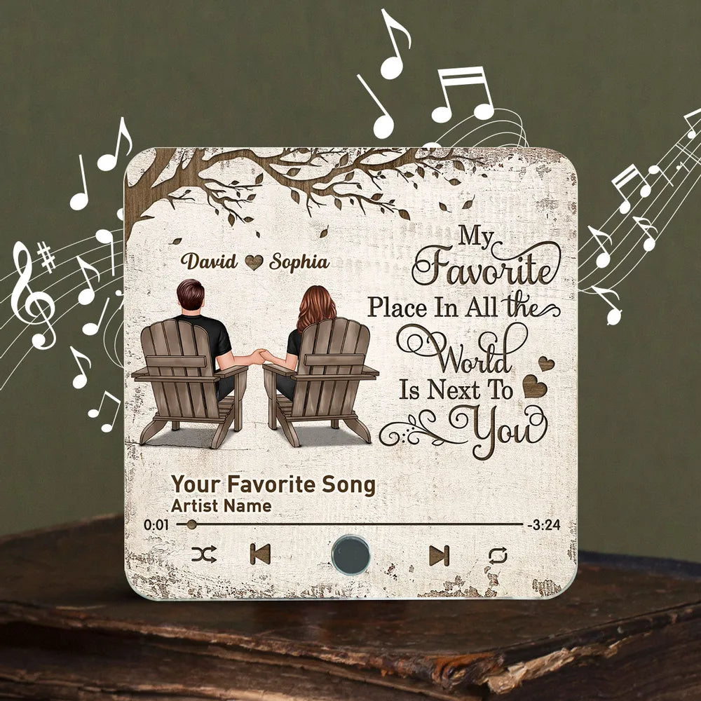 “My Favorite Place Is Next to You” Personalized Fridge Magnet – Romantic Gift for Couples