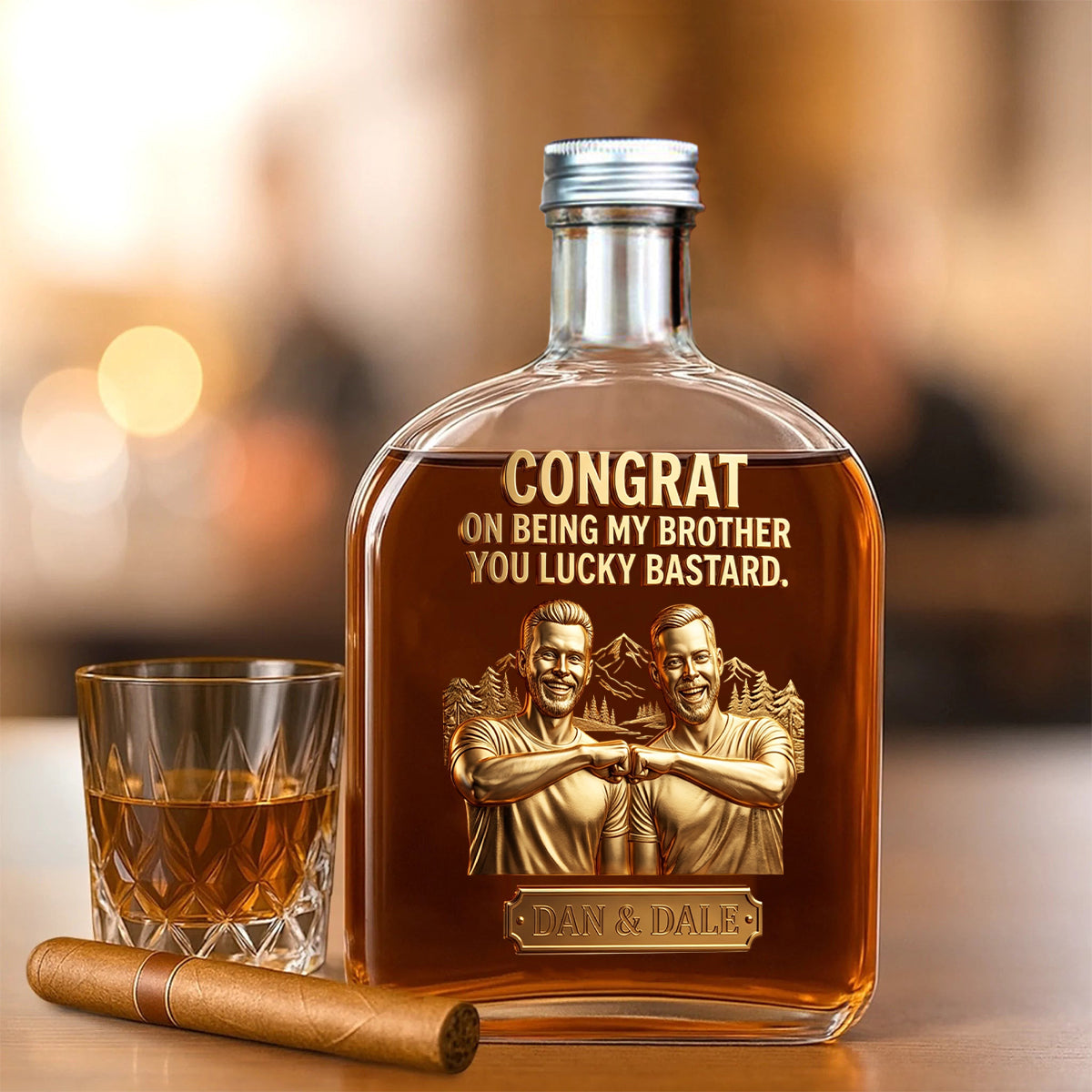 Custom Gift For Brother And Sister From Any Photo - Personalized Sibling Liquor Bottle