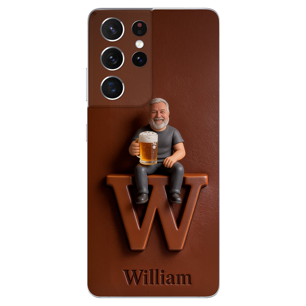 Custom Any Photo - Personalized Beer 3D Embossed Leather Phone Case