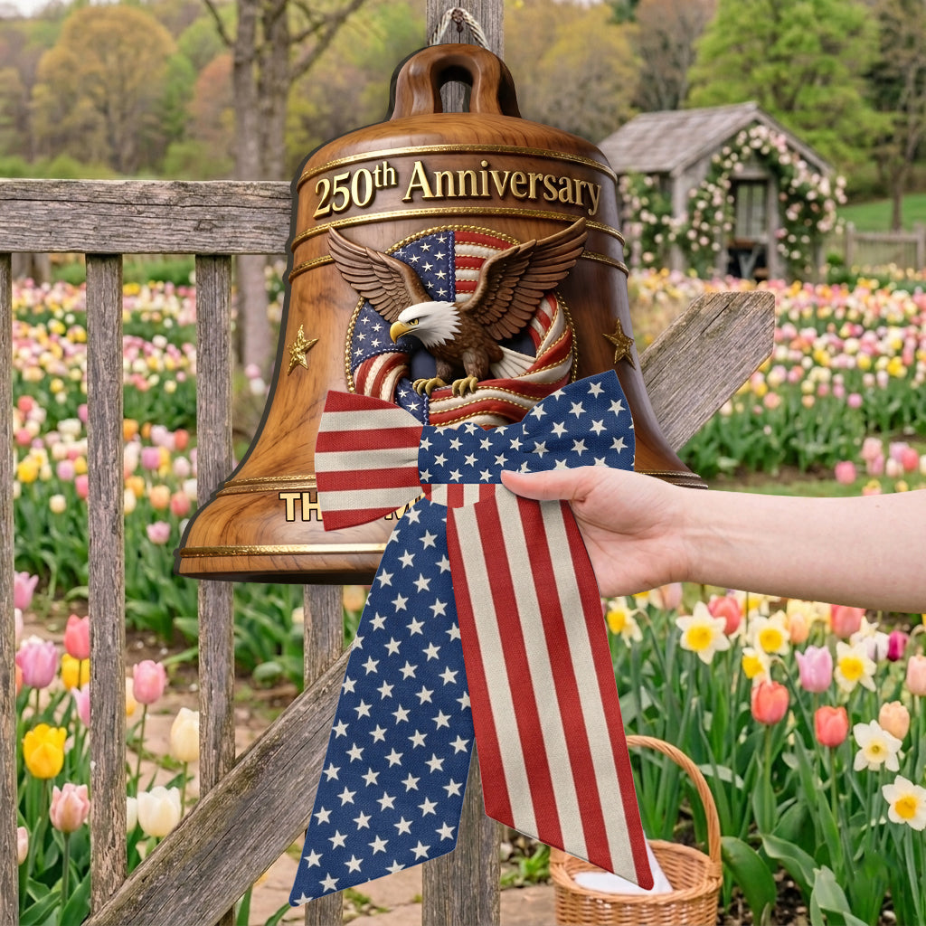 250th Anniversary - Personalize Patriot Shaped Wood Sign With Sash