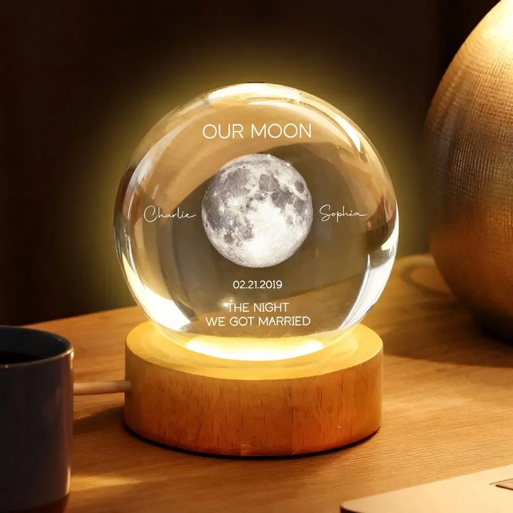 Personalized Our Moon Globe Lamp Night Light, romantic bedside glow, unique couple gift
