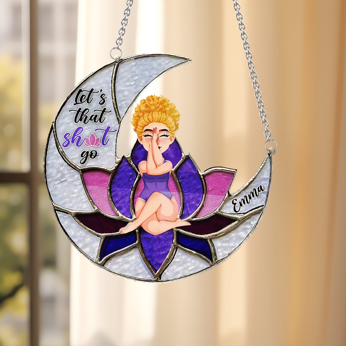 Let's The Thing Go - Personalized Yoga Window Hanging Suncatcher Ornament