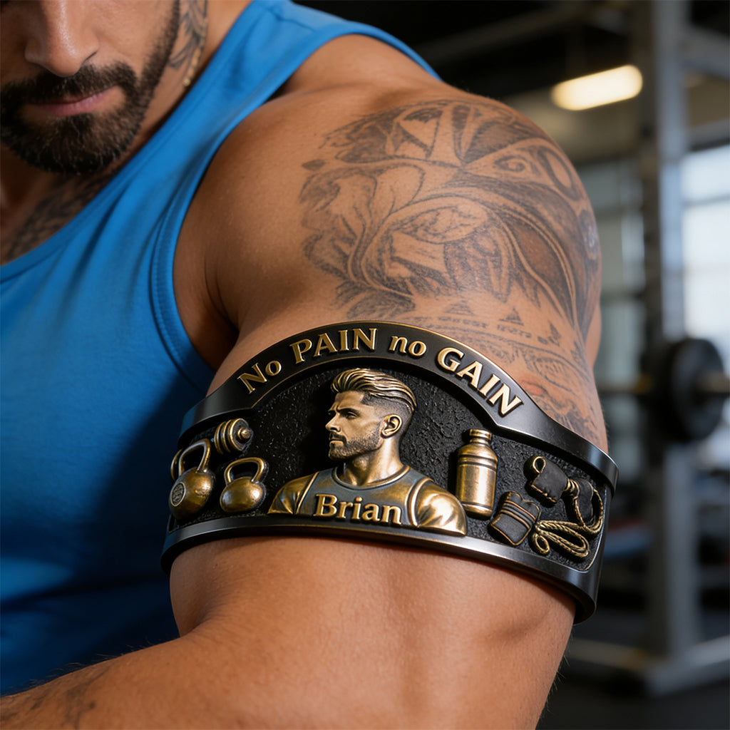 Gym King - Personalized Fitness Shaped Cuff Bracelet