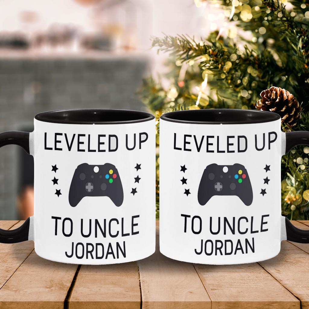 Leveled Up To Uncle - Personalized Uncle Accent Mug