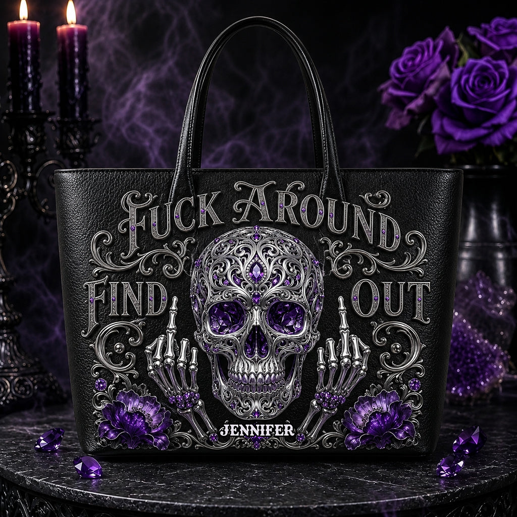 F*ck Around & Find Out - Personalized Skull Leather Bag