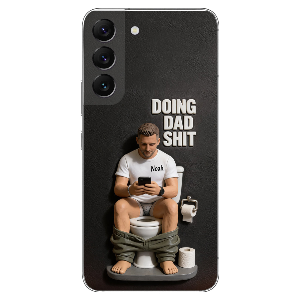 Doing Dad Shit - Personalized Father 3D Embossed Leather Phone Case