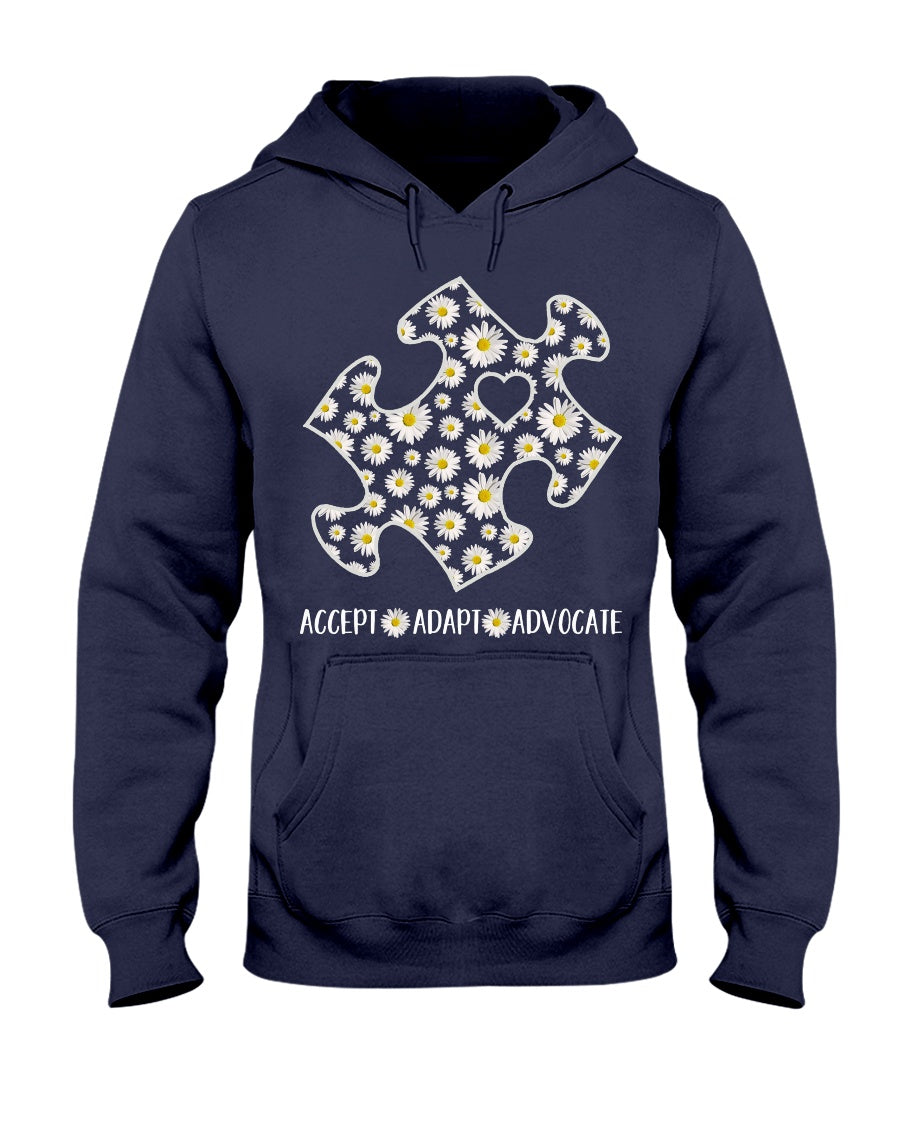 Accept Adapt Advocate - Autism Awareness T-shirt and Hoodie 0520