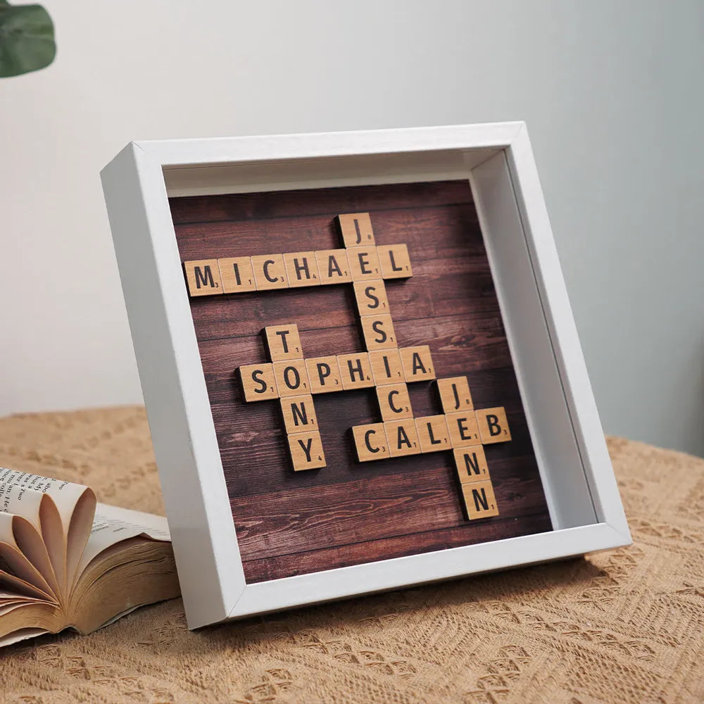 Family Keepsake Crossword Puzzle Art Created In A Moment Treasured Forever Personalized Shadow Box