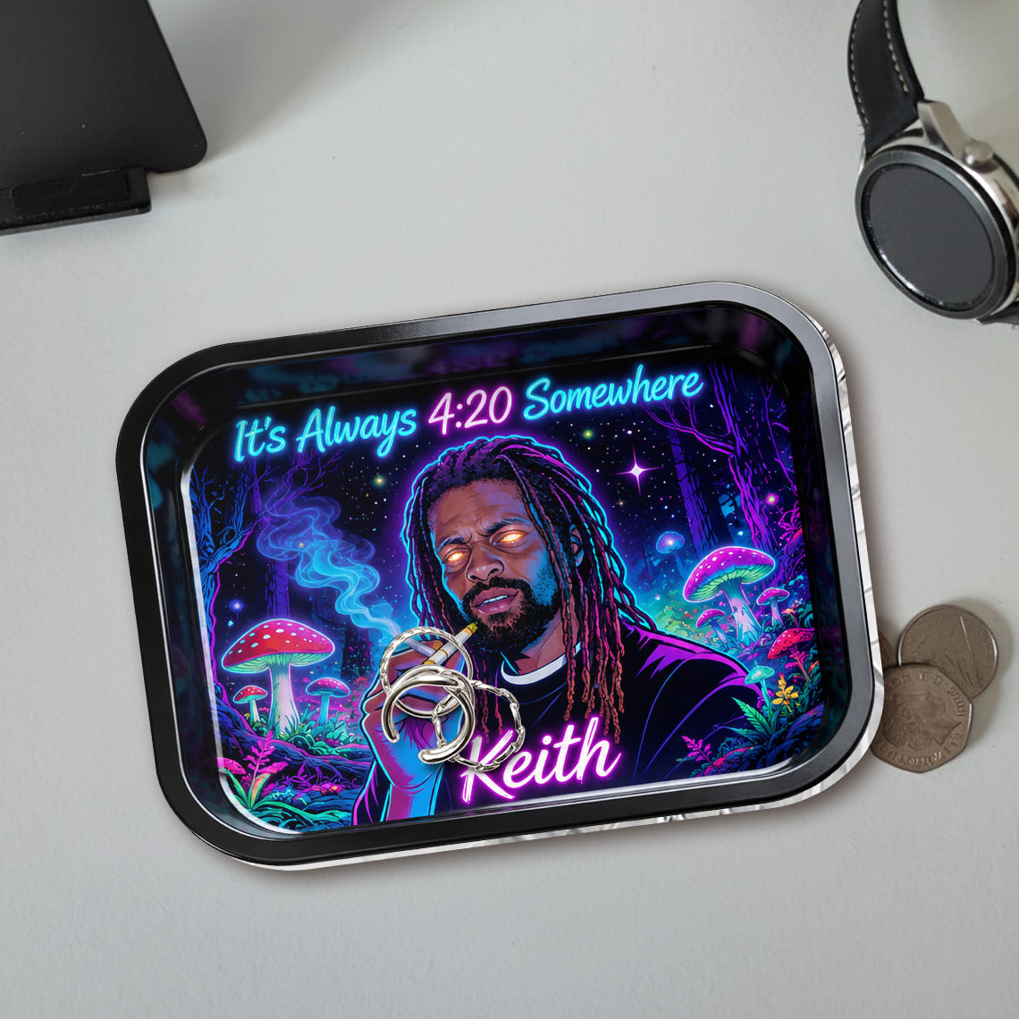 Custom Rolling Tray & Lighter Set From Any Photo - Personalized Weed Catch-All Tray With Lighter