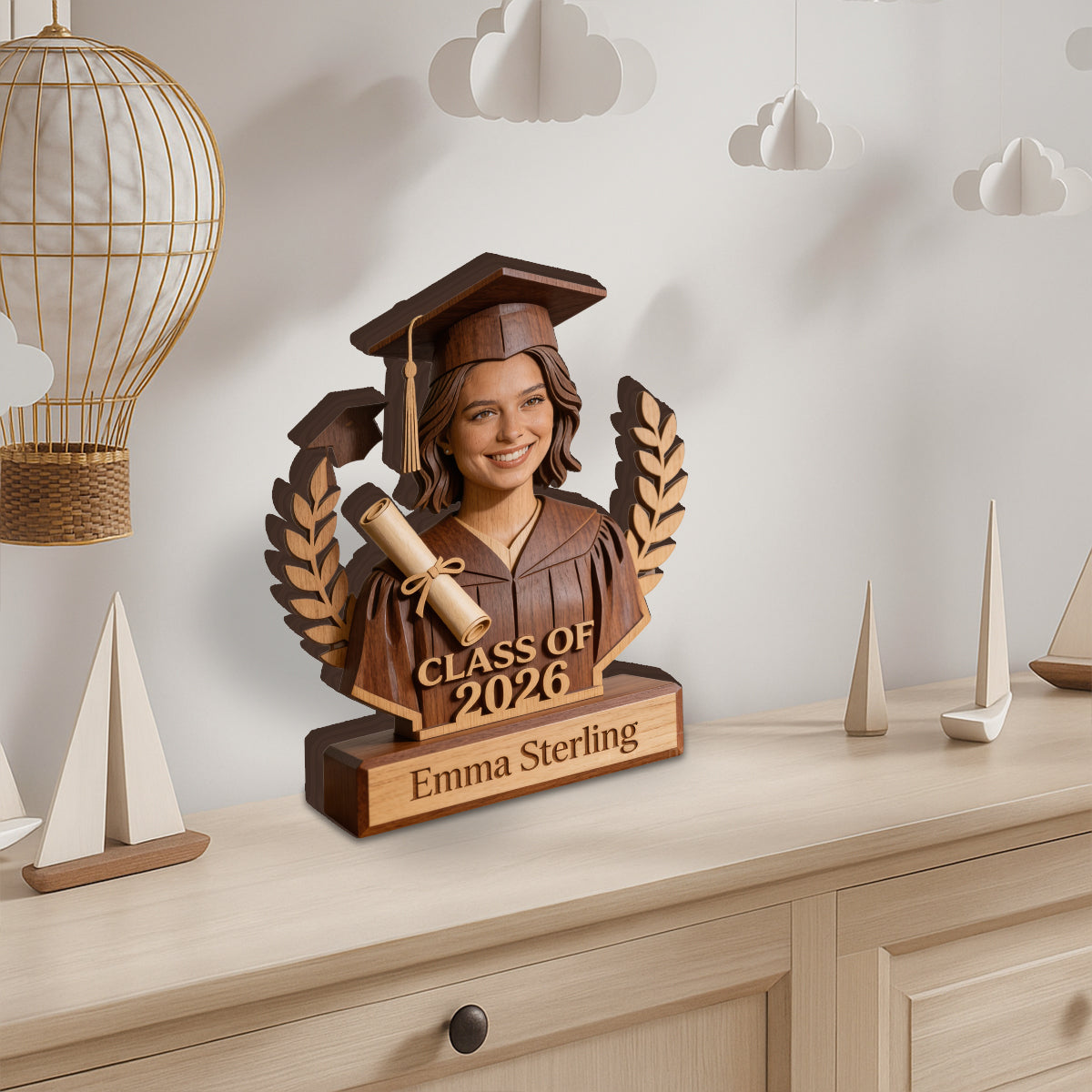 Class Of 2026 - Personalized Graduation Custom Shaped Wood Plaque