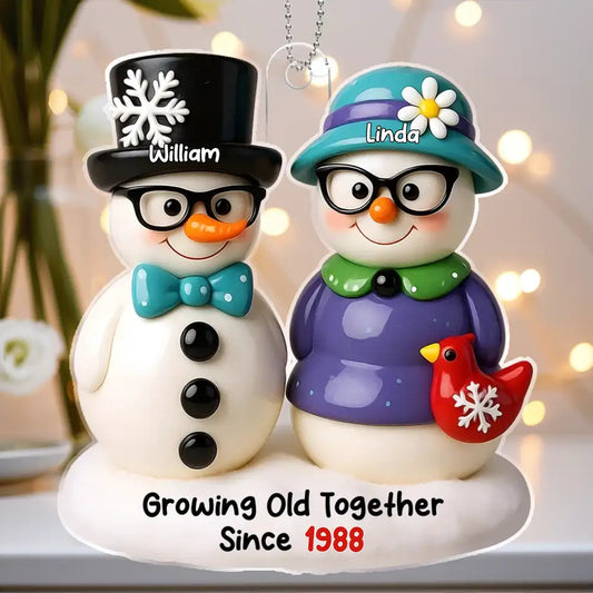 Funny Couple Snowman Car Hanger – “Growing Old Together Since” Personalized Car Hanger for Lovebirds
