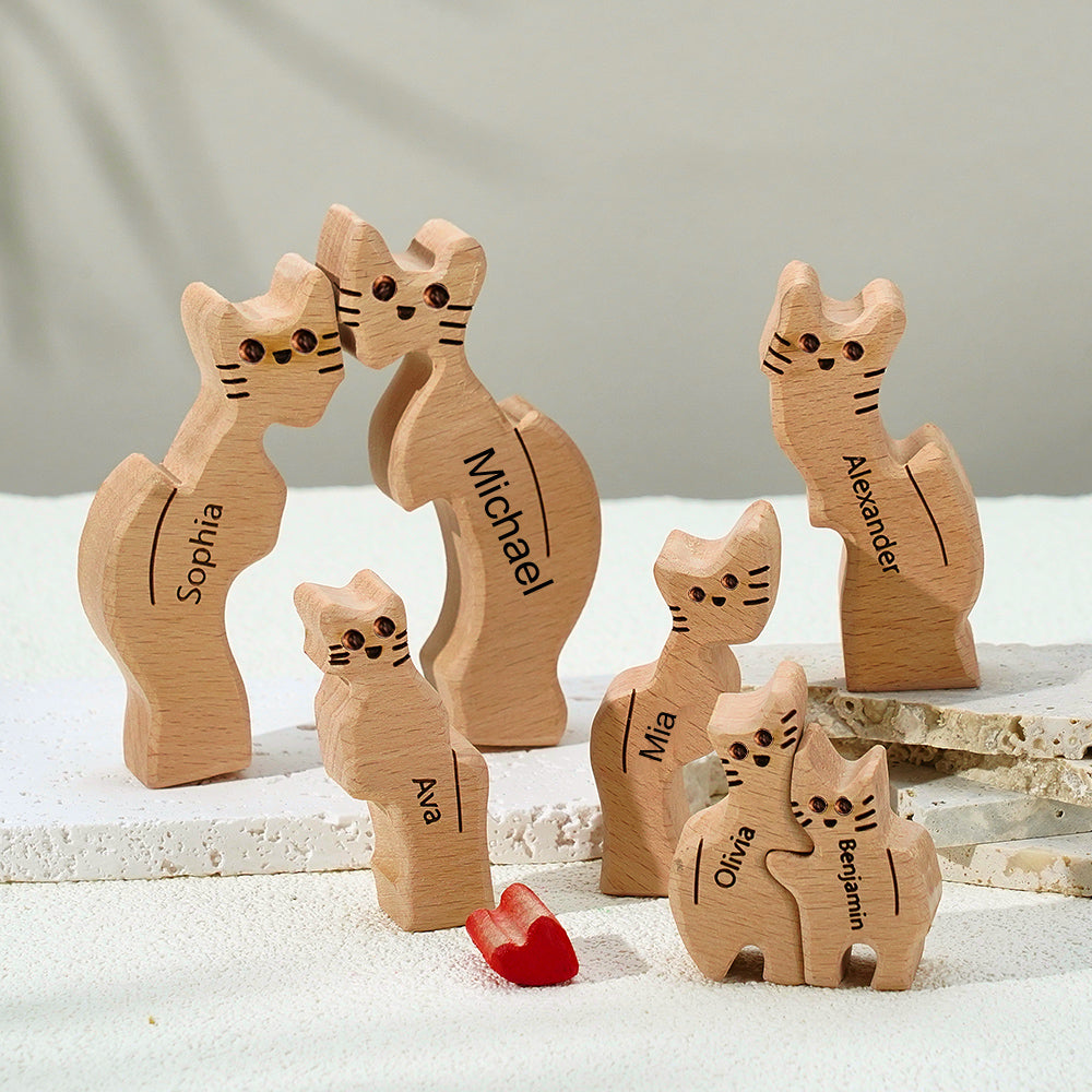 Cat Family - Personalized Family Wooden Puzzle