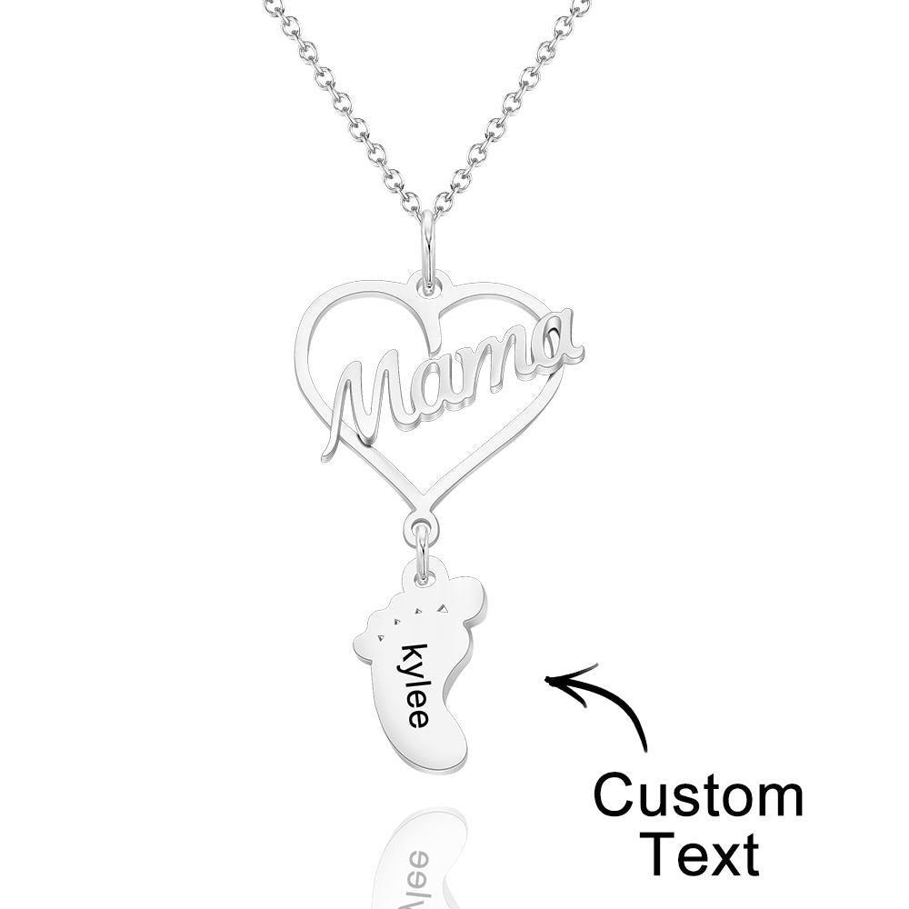 Heart Baby Feet Charm - Personalized Newborn Necklace