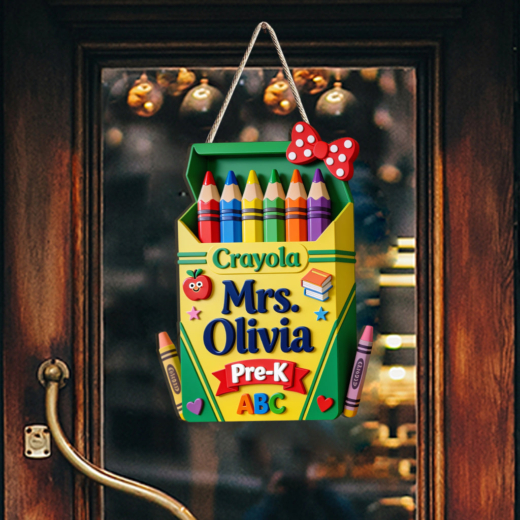 Crayon Box 3D Shaped Display - Personalized Teacher Custom Shaped Wood Sign