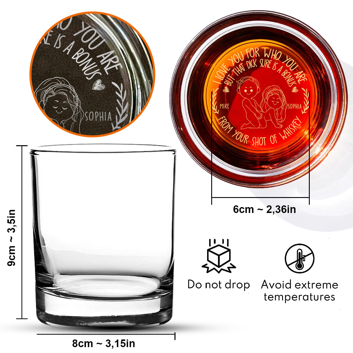 I Love You For Who You Are - Personalized Couple Engraved Whiskey Glass