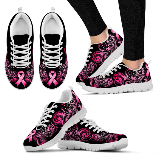 Pink Flower Cure Breast Cancer Awareness Sneakers