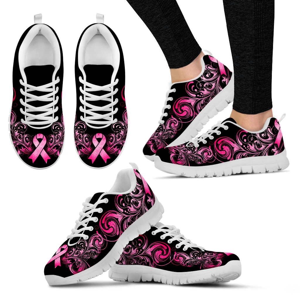 Pink Flower Cure Breast Cancer Awareness Sneakers