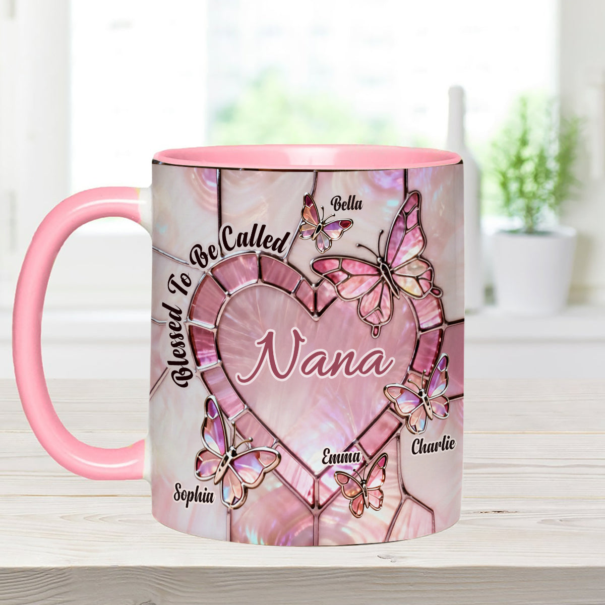 Blessed To Be Called Nana Mama Gigi Grandma - Personalized Grandma Set Accent Mug with Acrylic Stirrers