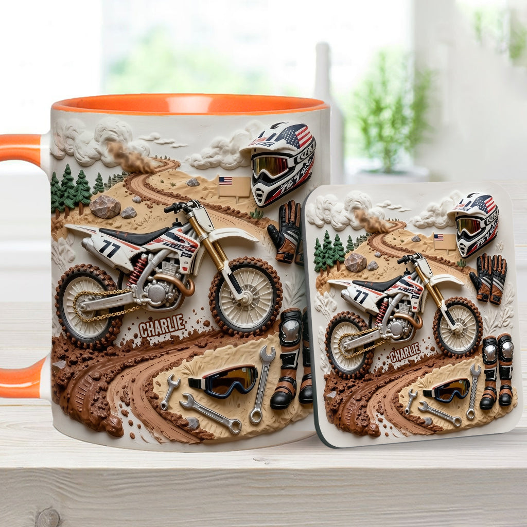 Cool Dirt Bike, Motocross - Personalized Dirt Bike Accent Mug & Coaster