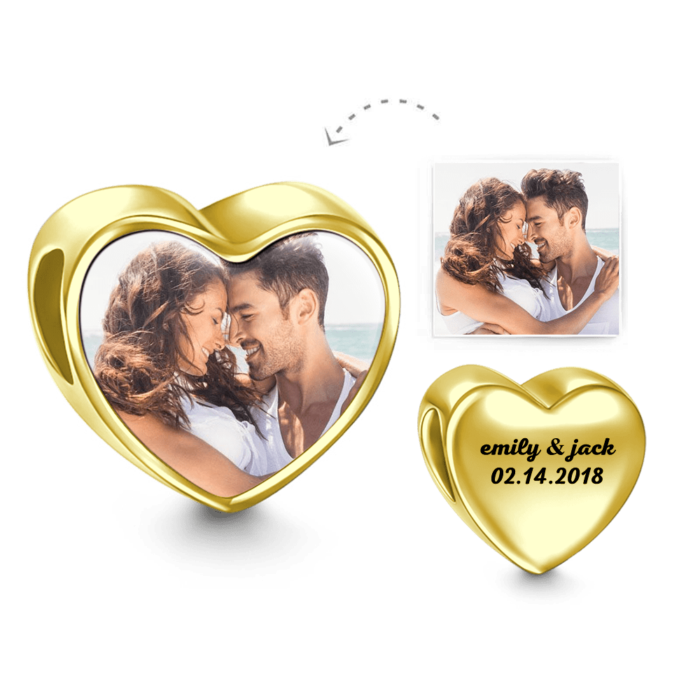 Any Photo - Personalized 14k Gold Heart Photo Charm