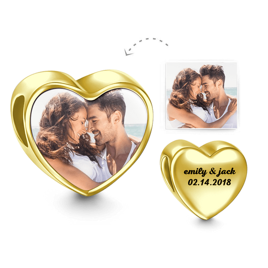 Any Photo - Personalized 14k Gold Heart Photo Charm