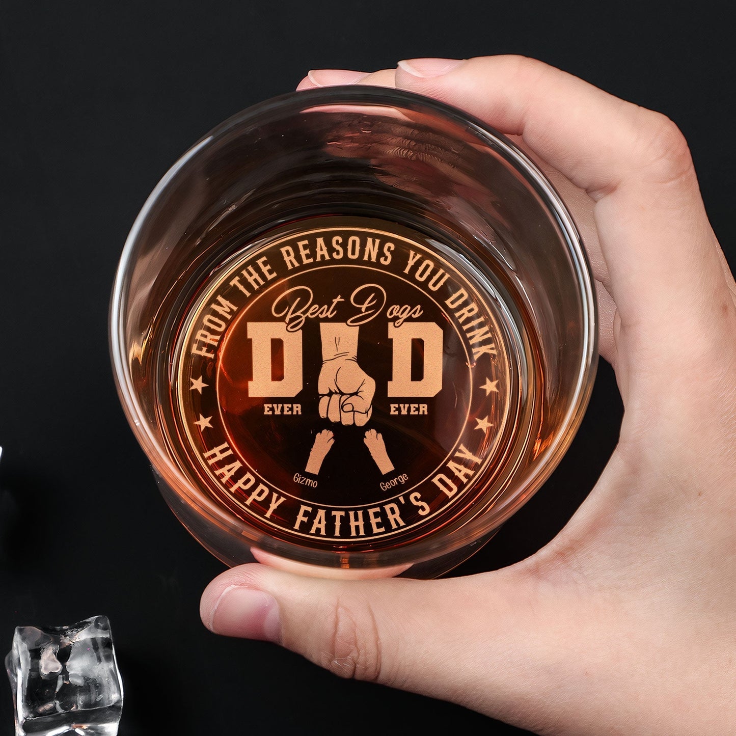 "From the Reasons You Drink" Whiskey Glass – Personalized Pet-Themed Father’s Day Gift for Dog Dads
