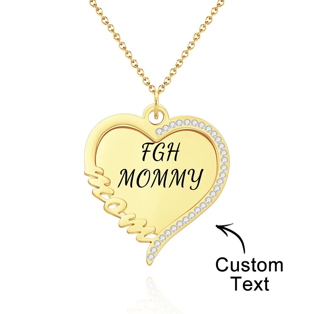 Heart Rhinestones Name - Personalized Mother Heart Rhinestones Name Necklace