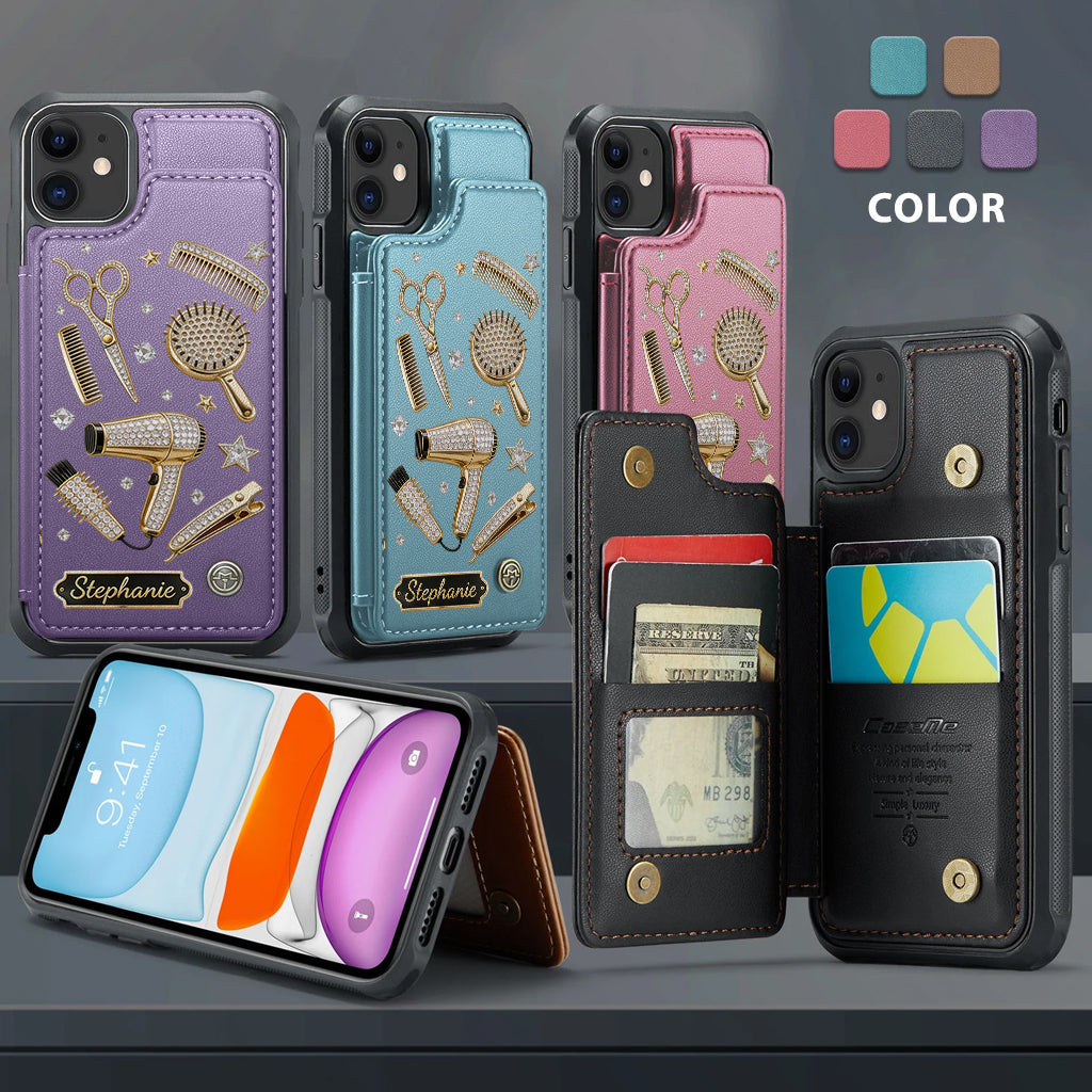 Hairdresser Scissors Salon Decor - Personalized Hairdresser Wallet Phone Case