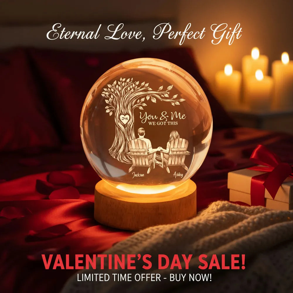 Personalized Globe Lamp with You & Me Couple Under Tree Design - Cozy Romantic Night Glow, Unique Gift for Couples