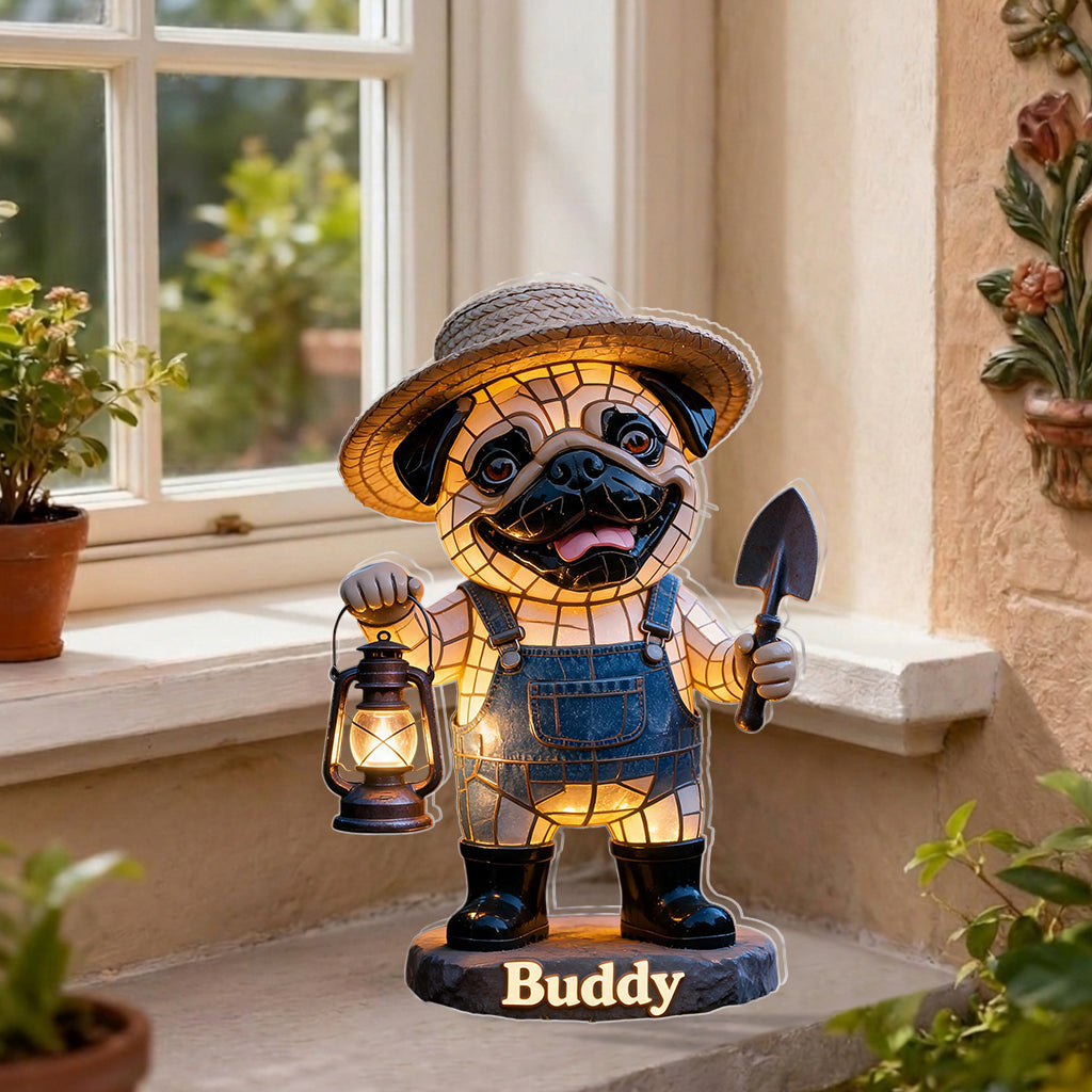Custom Any Photo Gardening Decoration - Personalized Dog Solar Acrylic Light