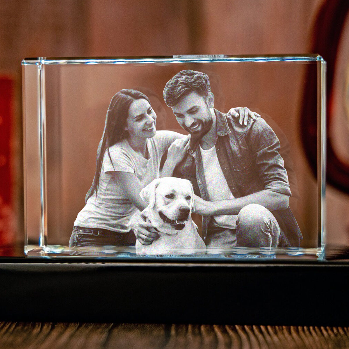 Custom Photo - Personalized Dog Laser Engraving 3D Cuboid Shaped Crystal Lamp