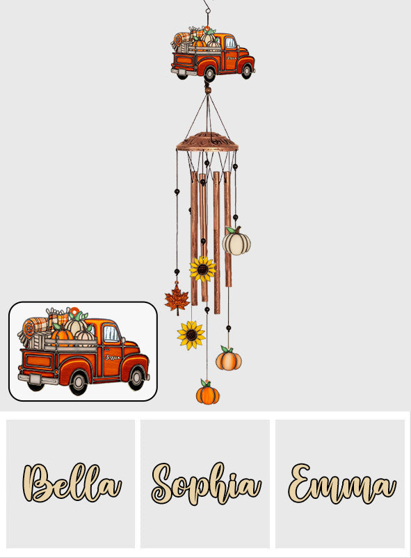 Autumn Truck - Personalized Autumn Wind Chime With Charms