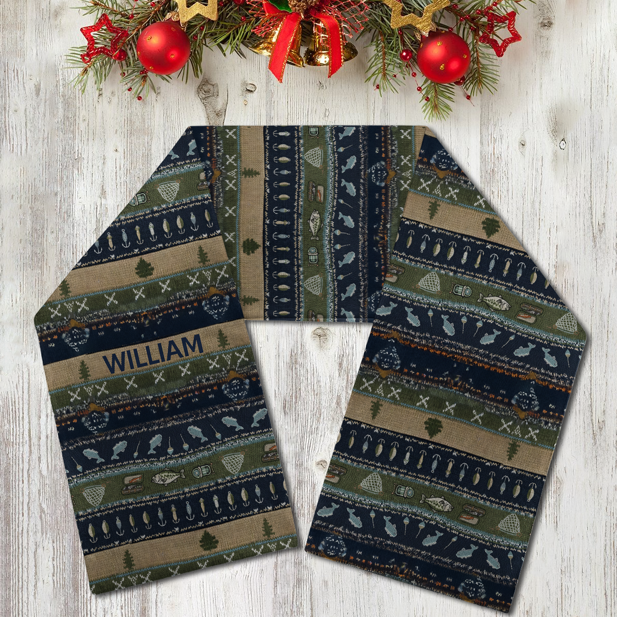 Hooked on Fishing - Personalized Fishing Knitted Scarf