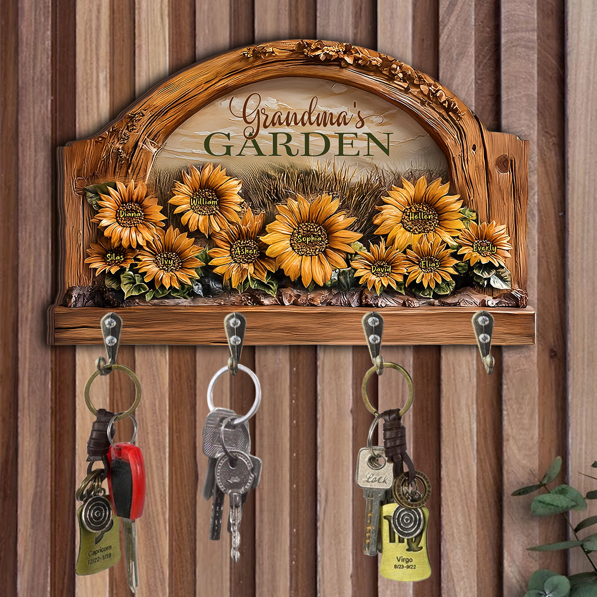 Grandma's / Mom's Garden - Personalized Grandma Custom Shaped Key Rack