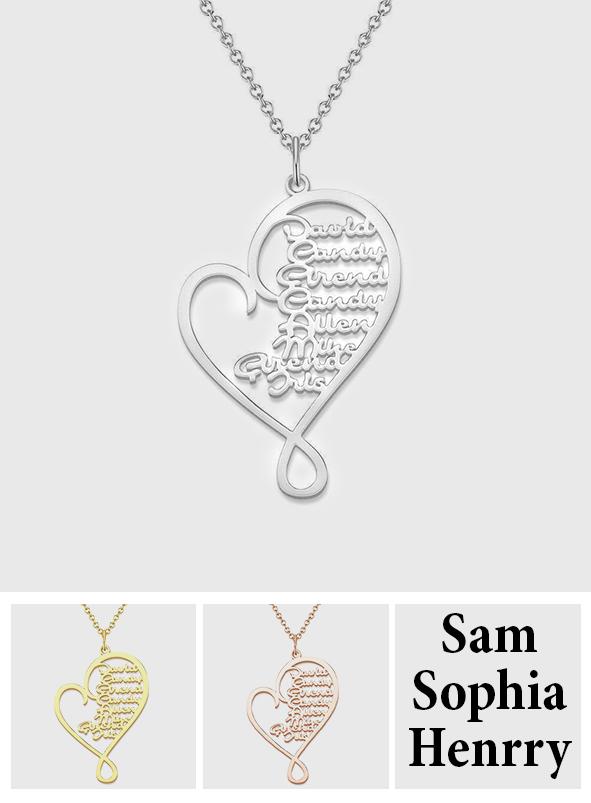 Personalized Family Heart-shaped Name Necklace