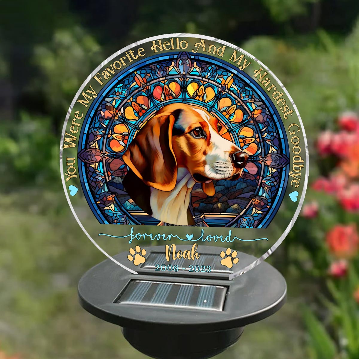You Were My Favorite Hello - Personalized Dog Garden Solar Light