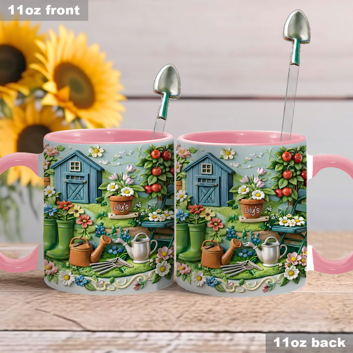 Gardening Mug, Gardening Lover Gift - Personalized Gardening Set Accent Mug With Acrylic Stirrers